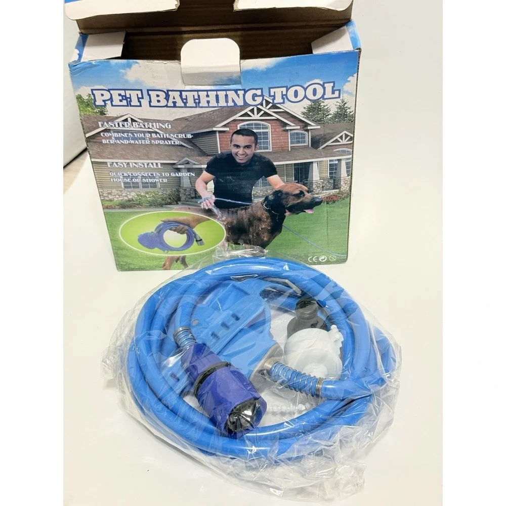 Pet Bathing Tool Scrubber And Water Sprayer‎ Easy Install Faster Dog Baths NEW